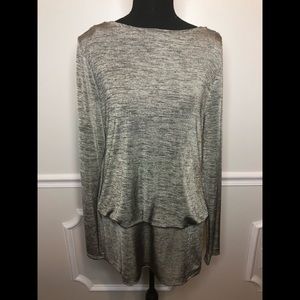 WHBW long sleeve tunic w/strapped drape back
